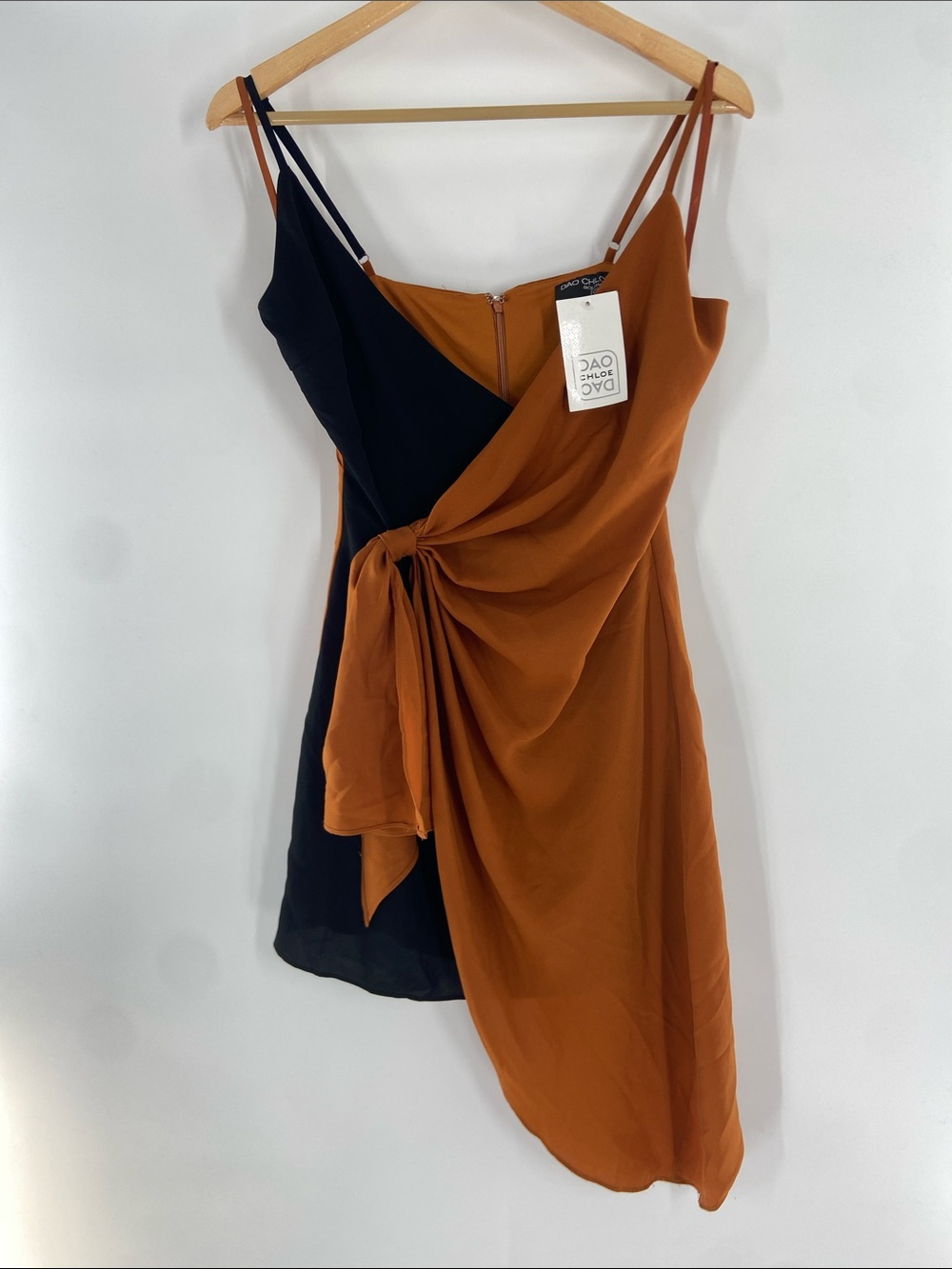 Dao Chloe Camel Two Tone Wrap Dress Size Small NWT